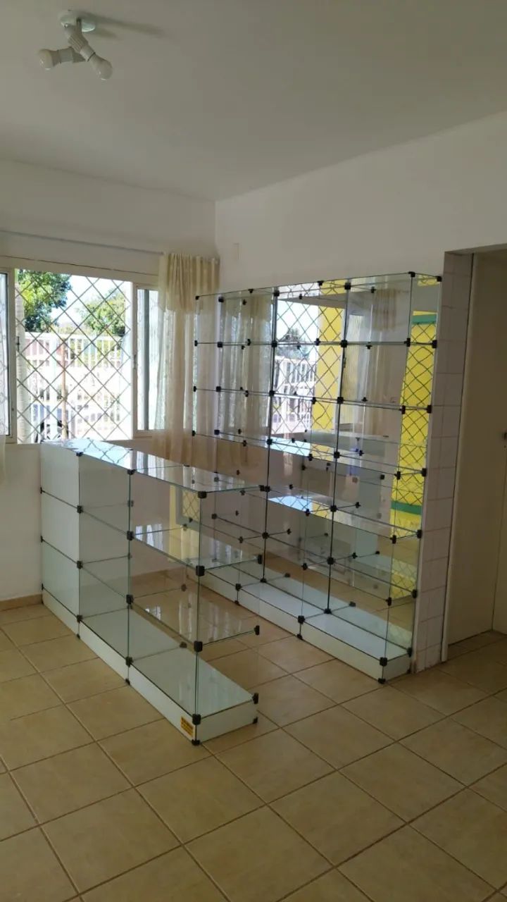 Balcão e prateleira de vidro para loja 