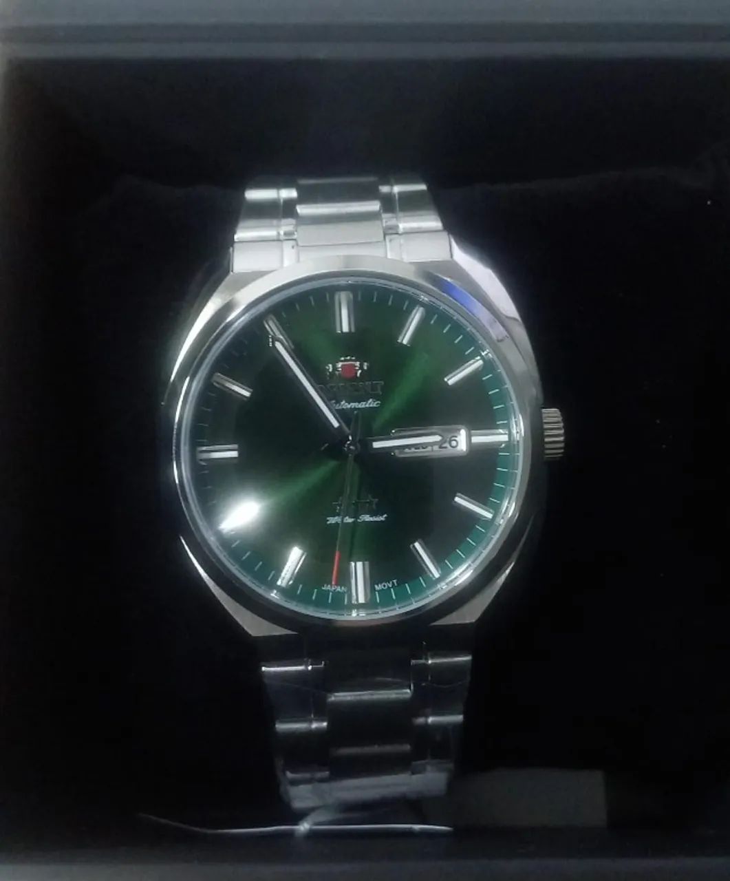    RELOGIO MASC MEC AUTOMATICO VERDE AÇO INOX PUL PRATA