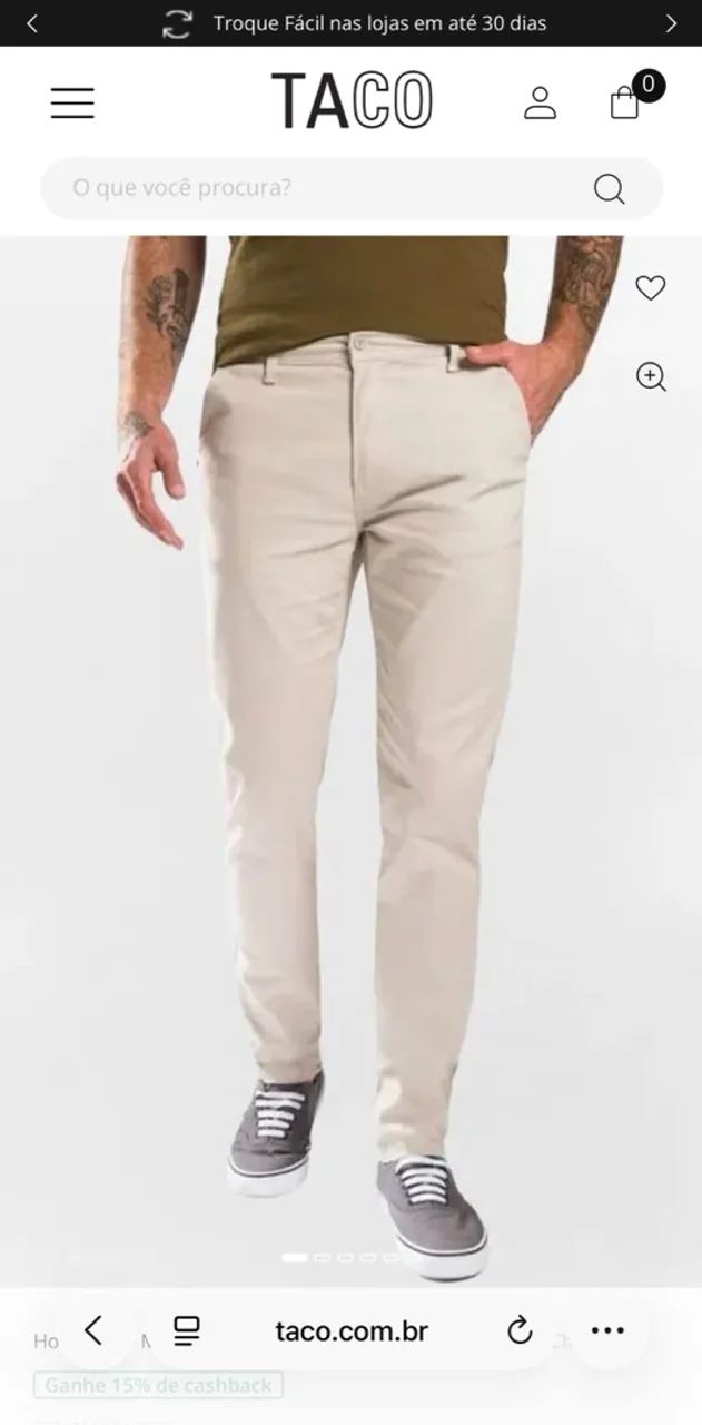 Calça Masculina Chino Flex Taco