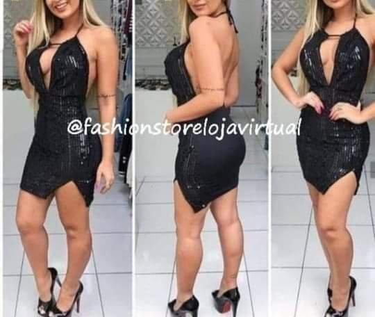 Vestido de festa em paete decote gota maravilhoso tam único com bojo - Foto 2