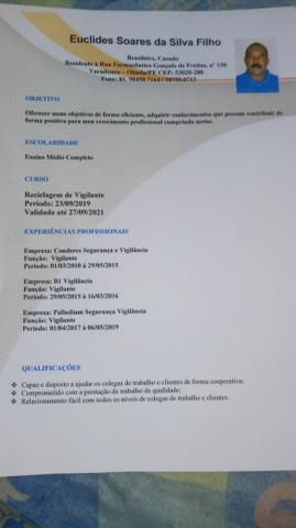 Só vigilante estou com a reciclagem em dia até 27/10/2021. leia o anúncio