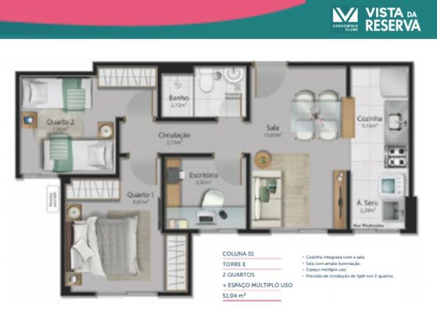 ALX - 46 - Apartamento com 3 Quartos - Entrada Parcelada em 60 meses - Vista da Reserva - Foto 5