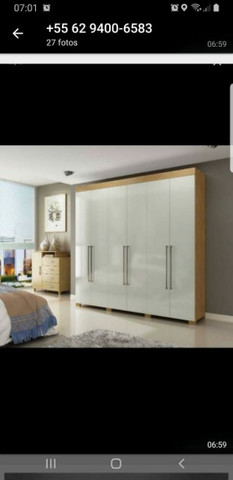 Guarda roupa 6 portas com pés e maleiro