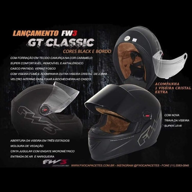 Capacete Top FW3 Classic Premium (viseira extra fumê) - Foto 11