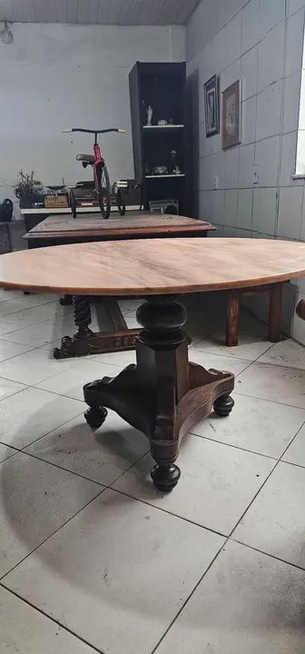 Moveis antigos, mesa antiga pé jacadanda e mármore rosa, antiguidades  - Foto 5