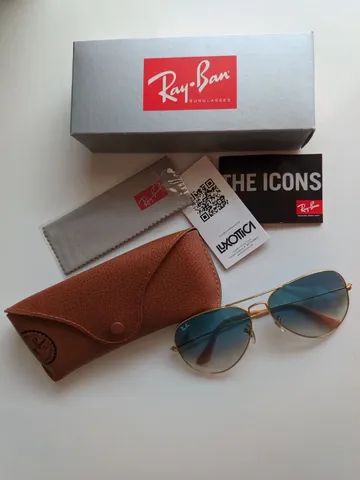 Óculos Ray-ban Original Aviator Gradiente Azul Perfeito Estado Rb3025l 62-14