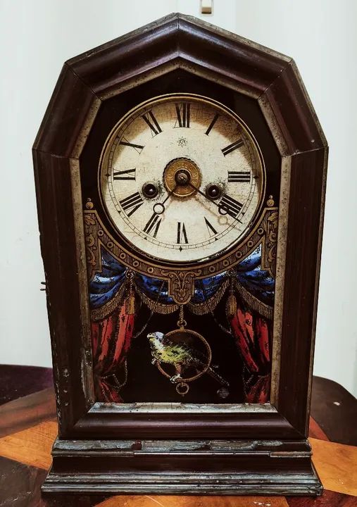 Relógio de mesa de madeira alemão antigo - Única Peça !!