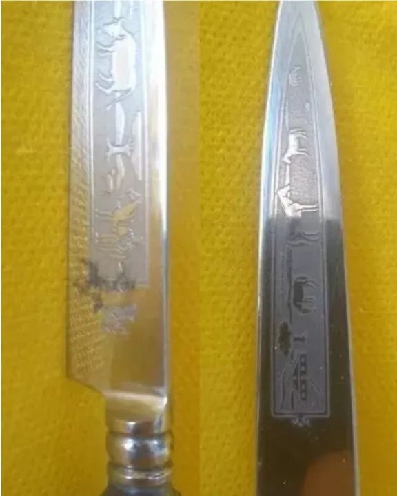 * MT Faca de Mesa Antiga com Bainha Decorada - Foto 4