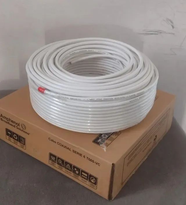 Cabo Coaxial Série 6 (Antena TV e Rádio) 100 metros (Novo)