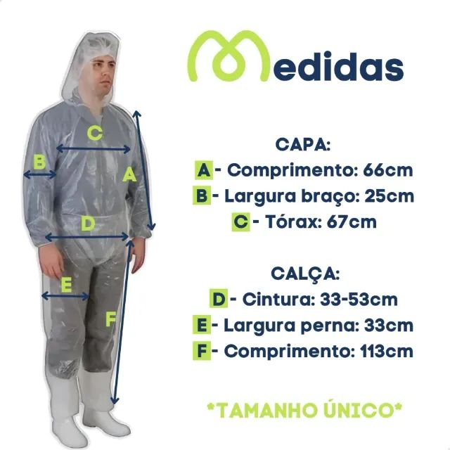 Conjunto Capa de Chuva Transparente com Elásticos Bata Calça Capuz Reutilizável Resistente - Foto 2