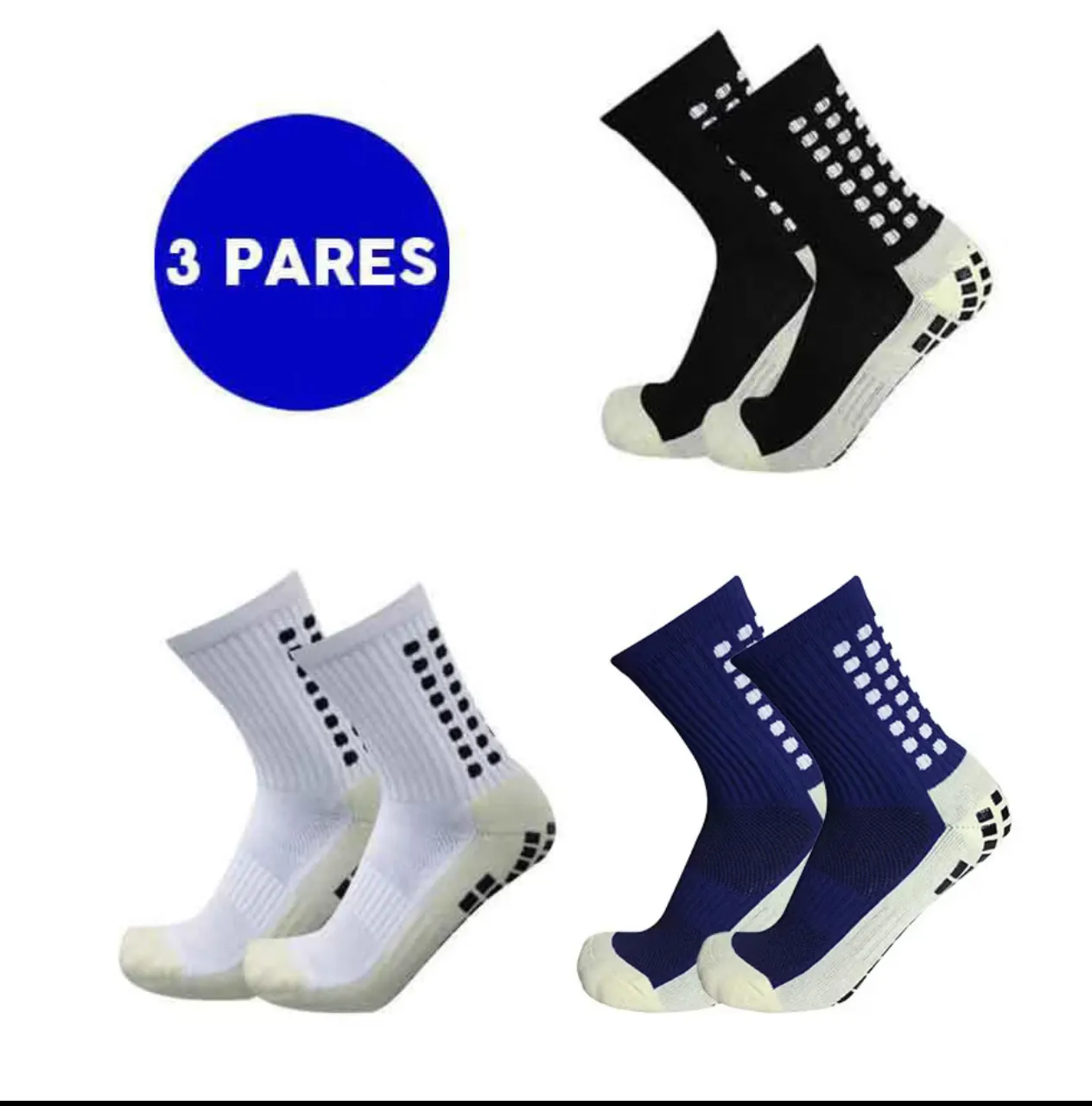 Kit 3 Pares de Meias Esportivas Antiderrapantes
