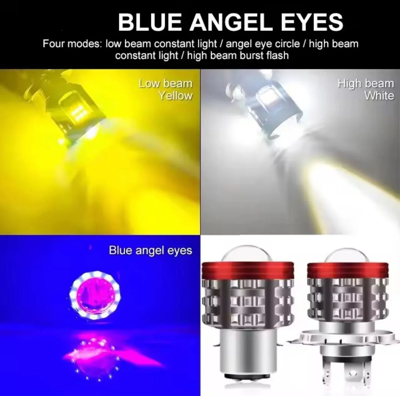 Lâmpada h4 com olho de anjo led super branca - Foto 5