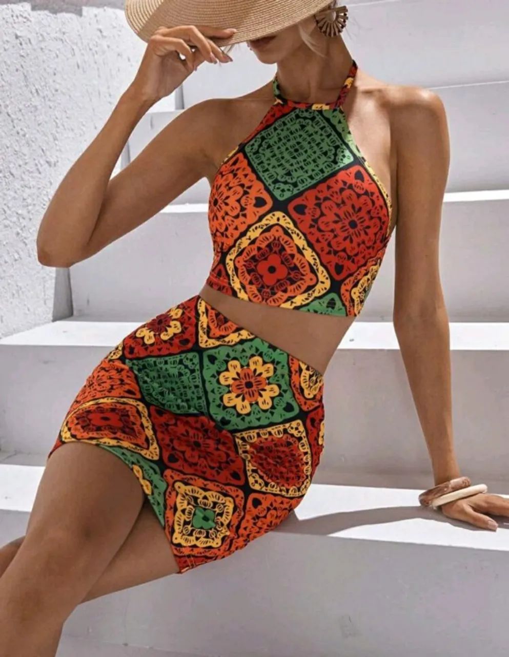 Conjunto de Blusa e Saia Boho NOVO - Foto 2