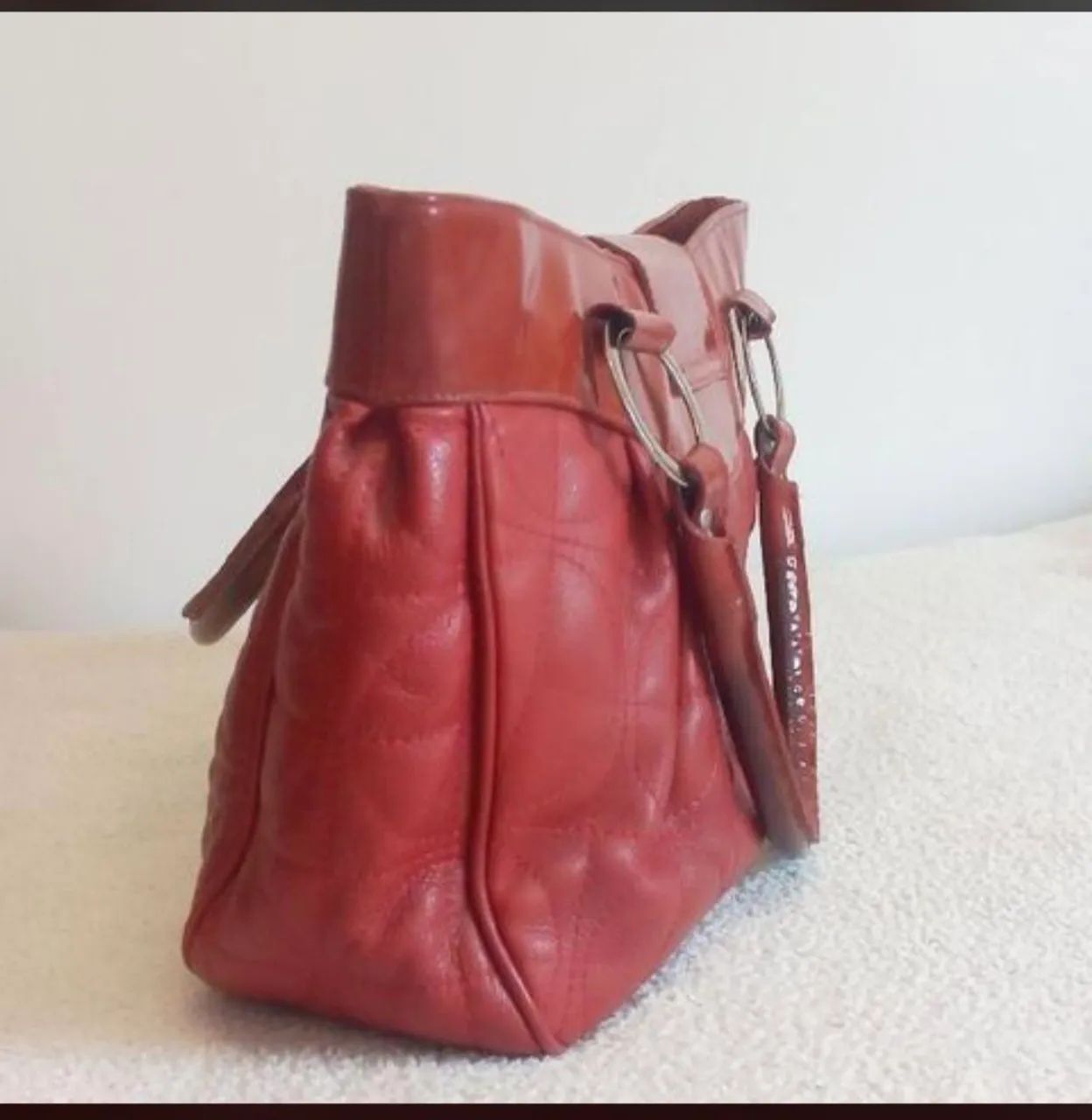 Bolsa de couro Ferrini vermelha  - Foto 5