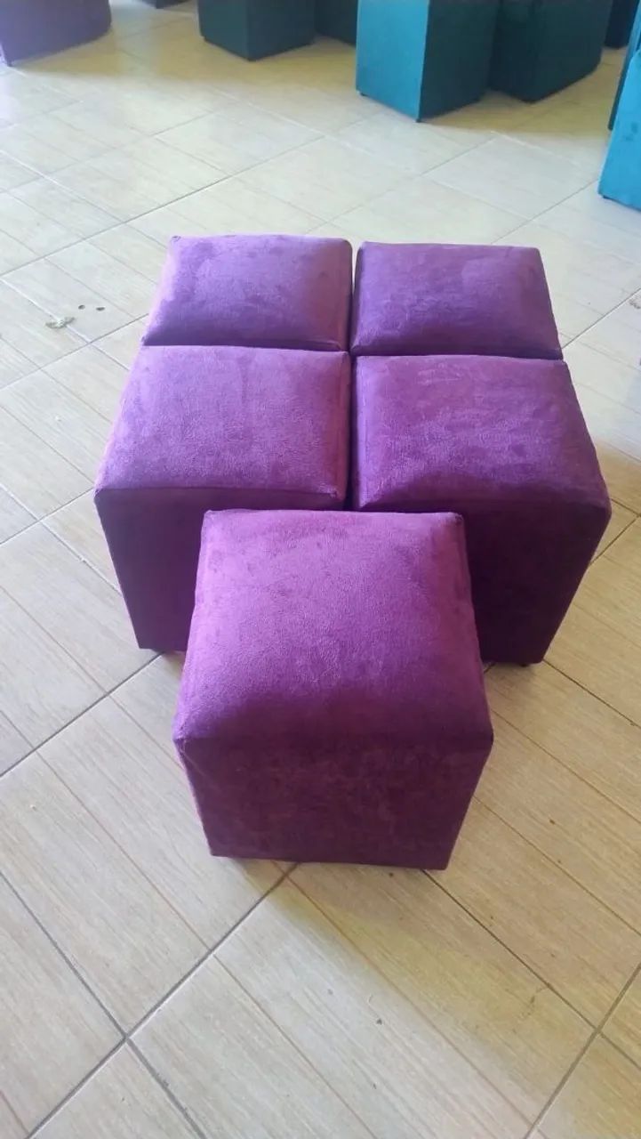 Puffs Decorativos no suede e corino