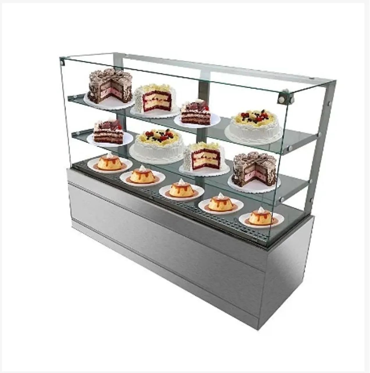 VITRINE REFRIGERADA EM LED DE 1,20 MT - CONFEITARIA E PADARIA