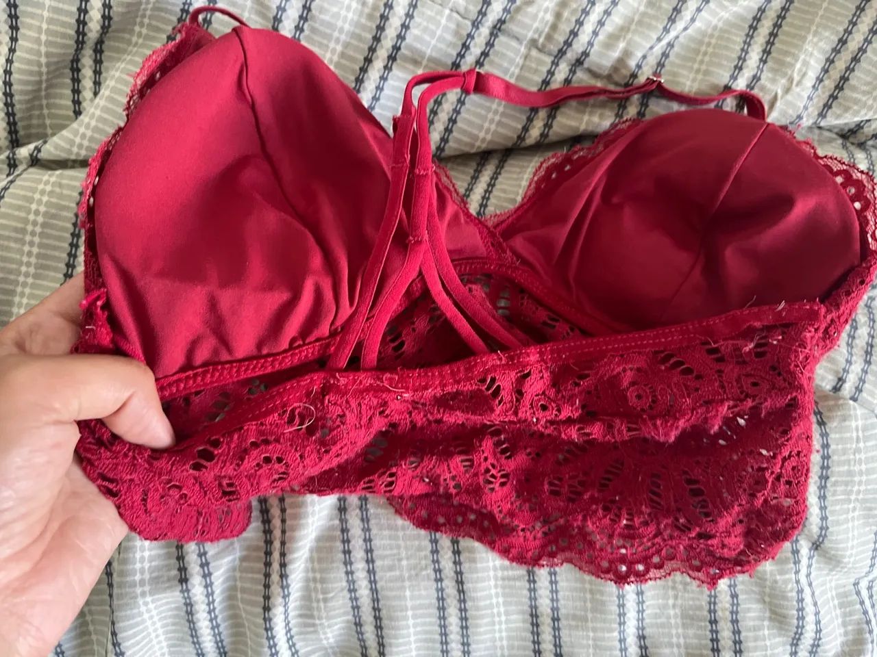 top Sutiã de renda vermelho - Foto 3