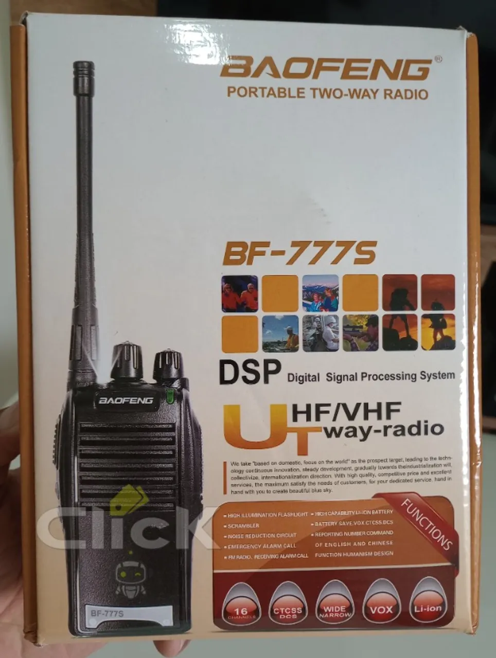 Kit 2 Rádio Comunicador Walkie-Talkies Baofeng 777s 16Ch 12km com Fone