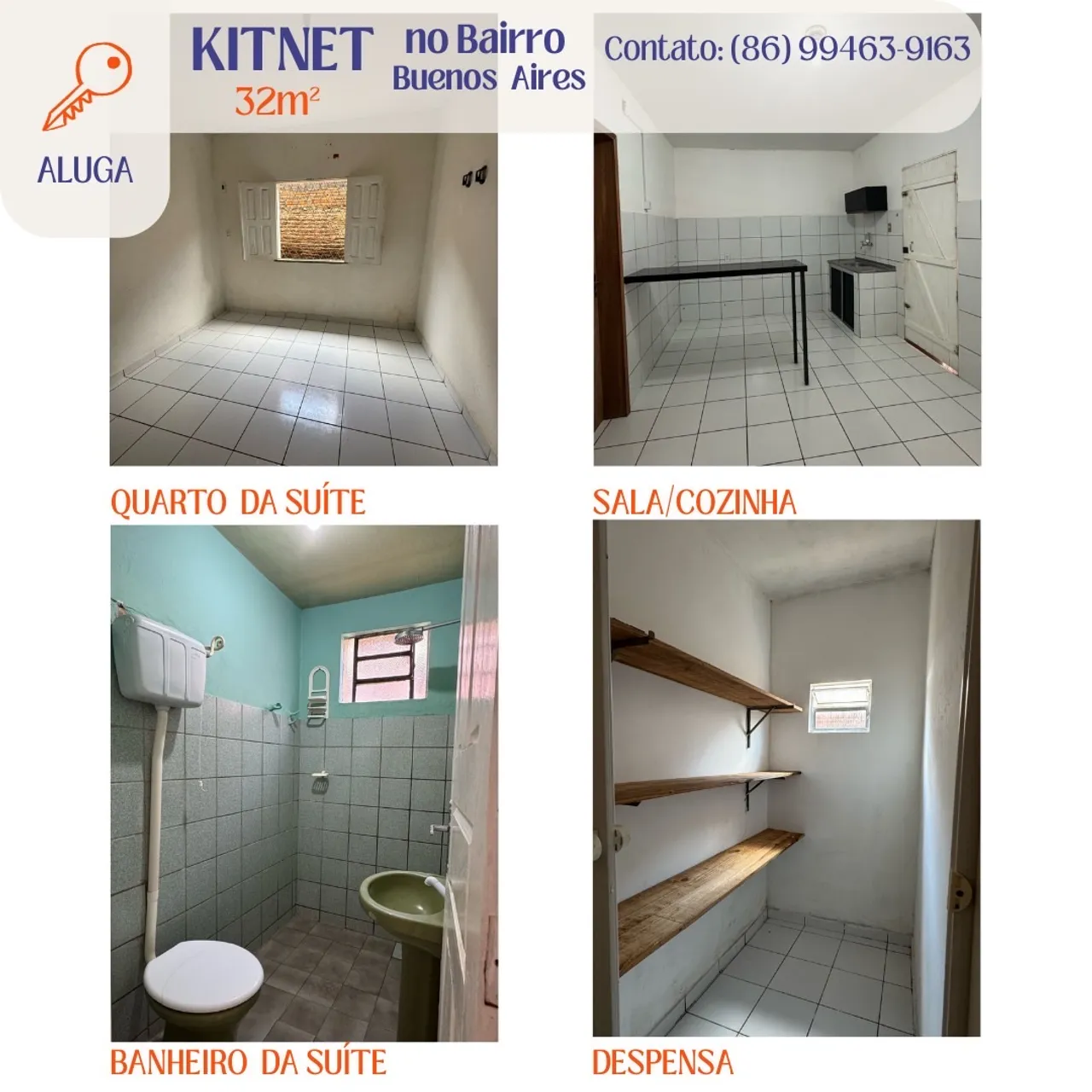 Kitnet com água, energia e internet