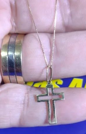Pingente Placa Aberto Cruz Ouro 18 kilates Peso 1.00 Gramas 18 mm                          - Foto 2