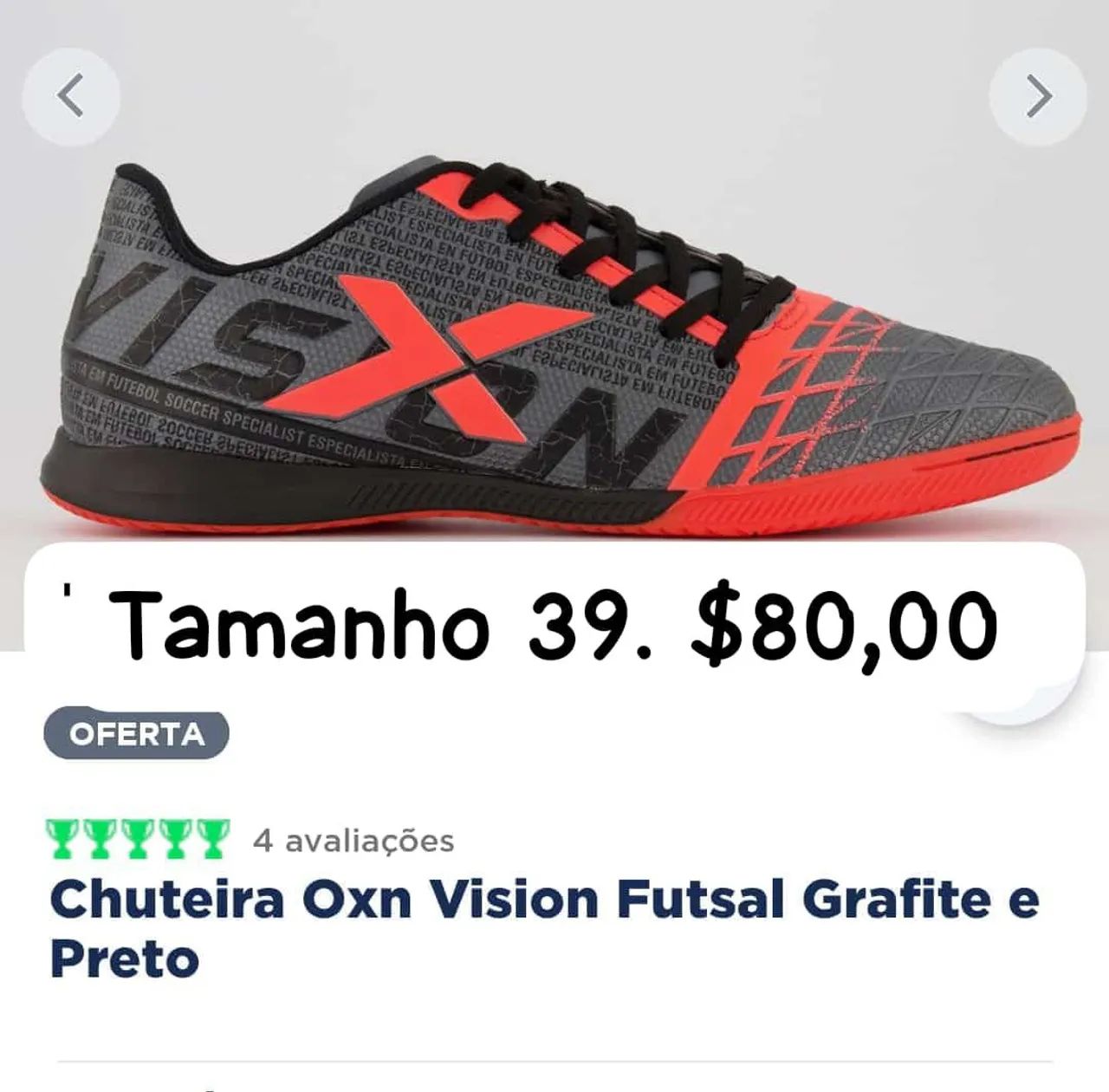 Chuteira Oxn Futsal  - Tamanho 39 40 41