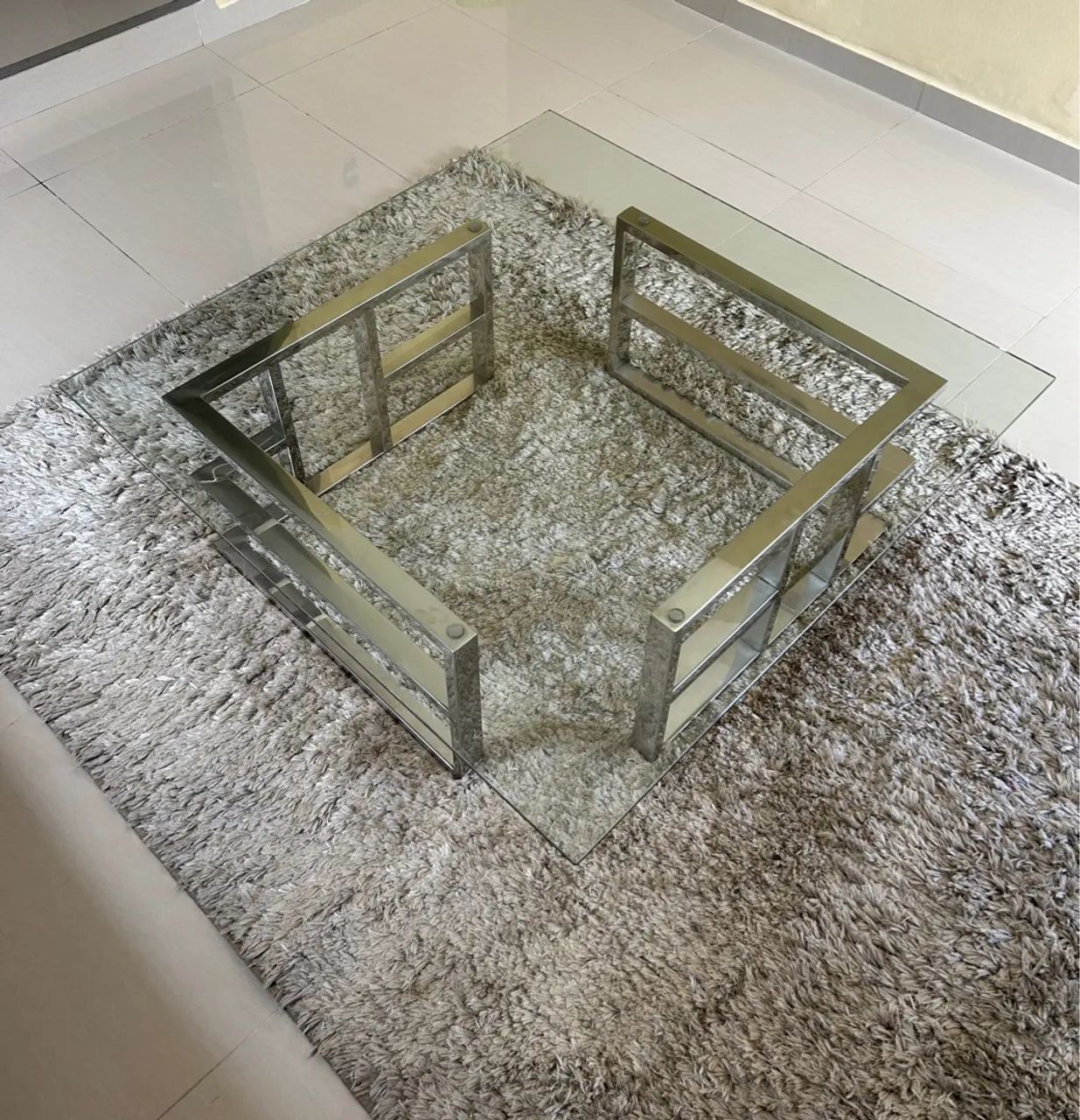 Mesa de Centro em Vidro e Aço Inox