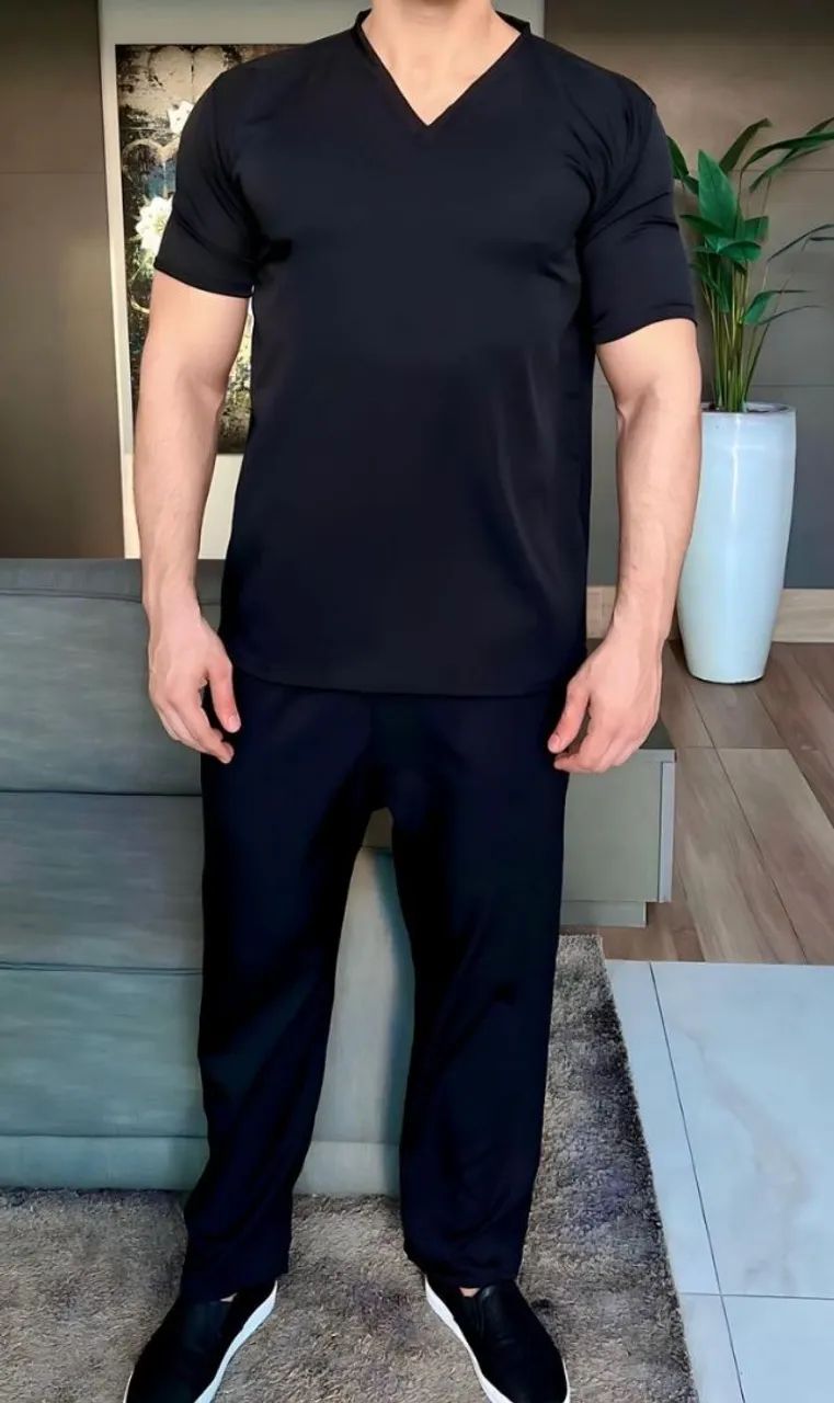 PIJAMA CIRÚRGICO MASCULINO: AZUL MARINHO e PRETO / TAMANHO: P (valor unitário) - Foto 2