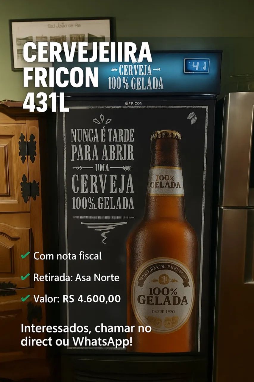 Cervejeira Fricon 431L - Cerveja 100% Gelada
