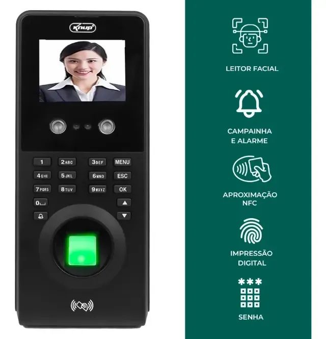  Ponto Digital e Controle de Acesso com Leitura Facial Biométrica Knup KP-RE1034 - WZetta - Foto 2