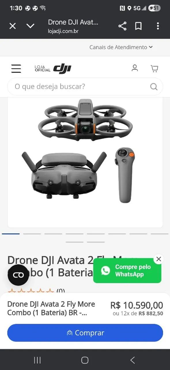 Drone dji avata 2 combo 1 bateria63824556470019120
