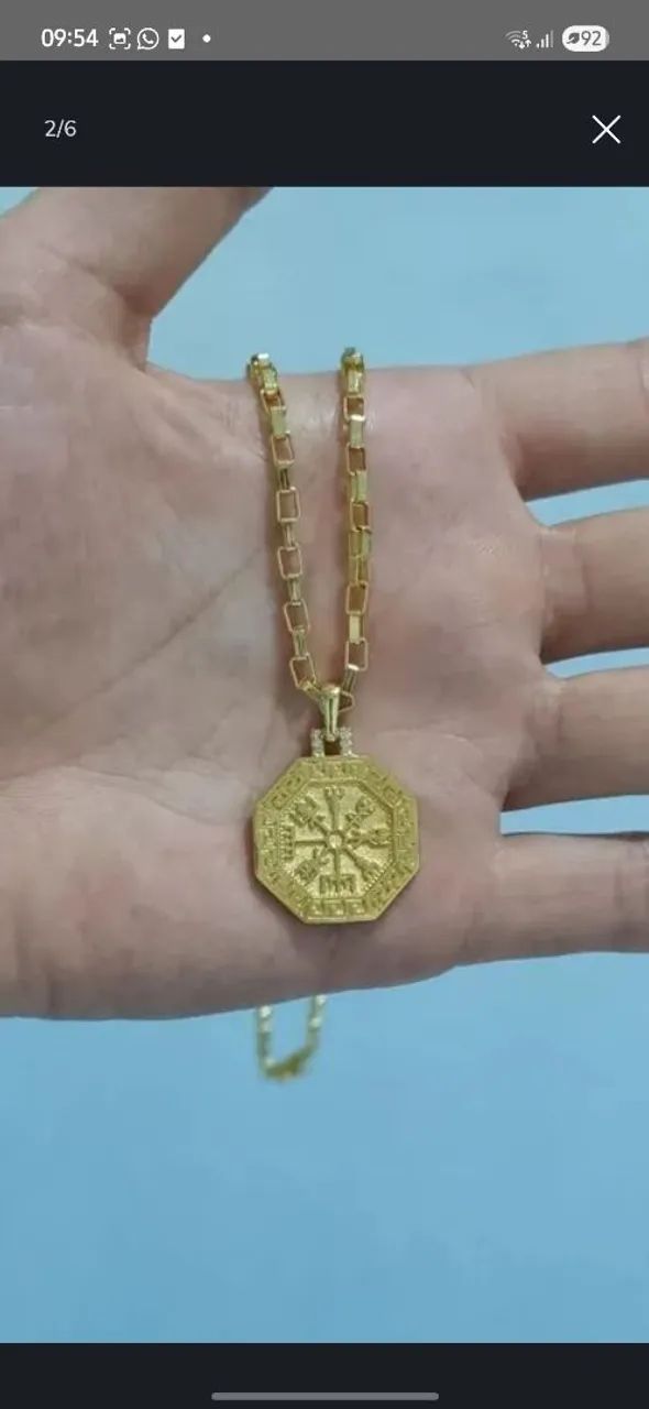 Corrente + Pingente semijoia Ouro 18K - Foto 2