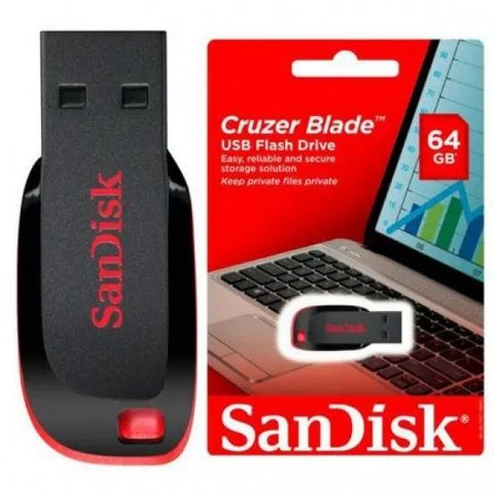 Pen Drive 64 Gb Sandisk  Cruzer Blade - Foto 3