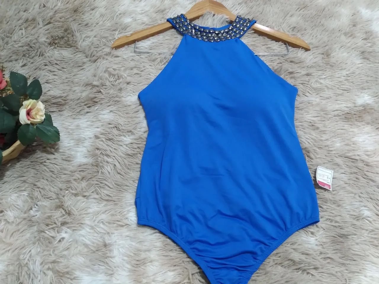 Body azul gola alta Tam P