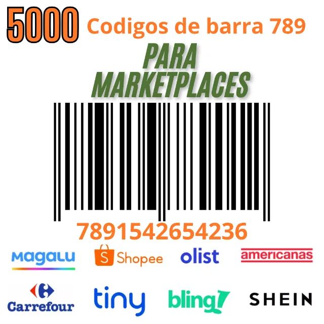 5000 Códigos De Barras Universal De Produtos P/ Marketplace