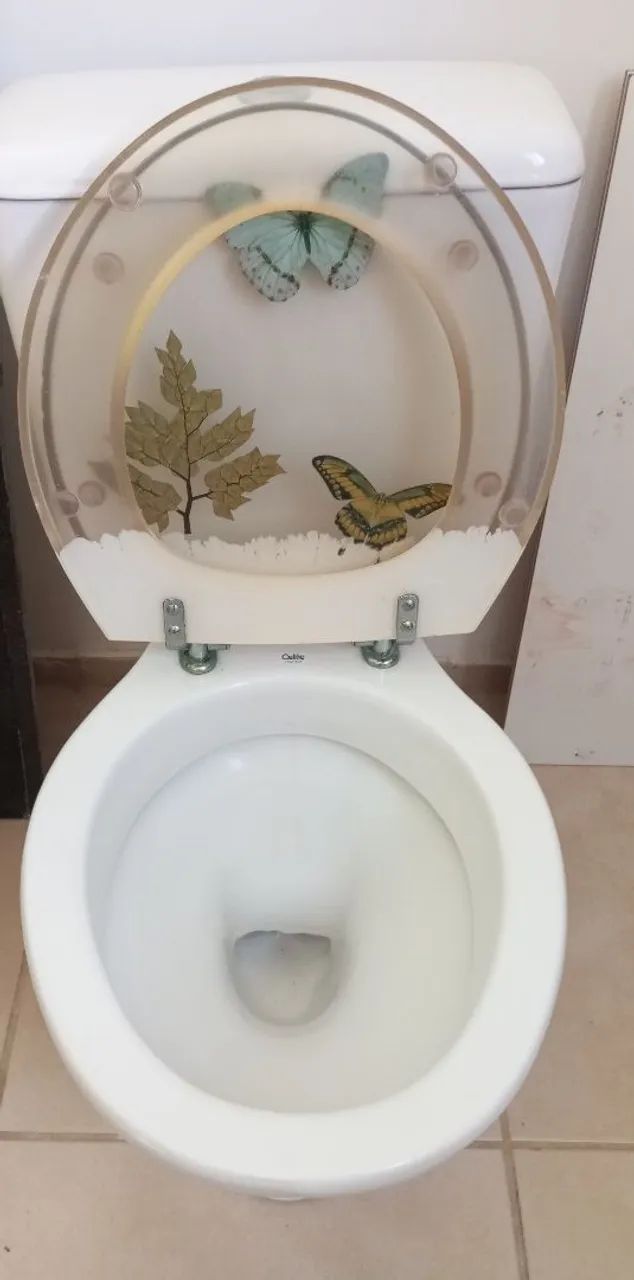 Assento de vaso sanitário  celite  aclopado com design de borboleta na tampa de acrílico 