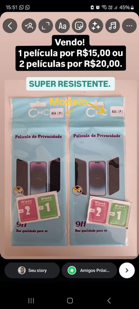 Película de Privacidade para Celular A54 - Super Resistente