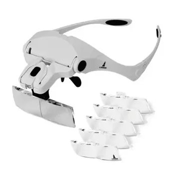 Lupa De Cabeça com Led Estética Oculos Profissional com 5 Lentes de Aumento z1049