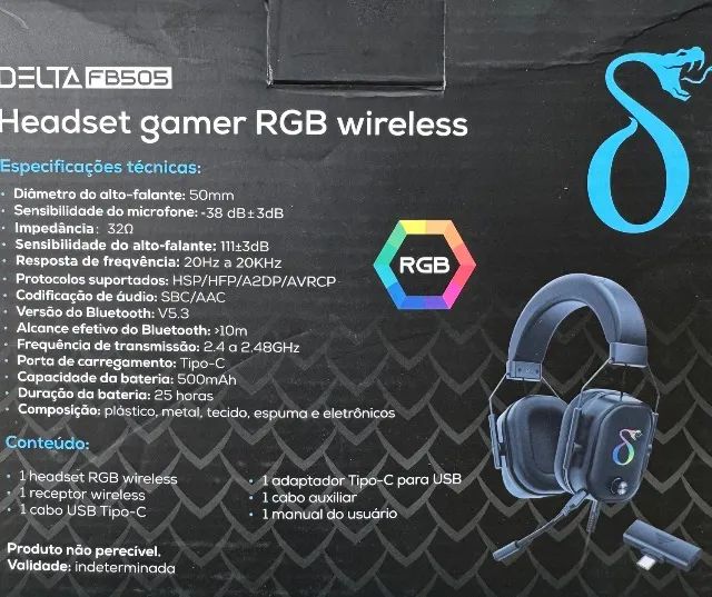 HEADSET GAMER RGB WIRELESS - DELTA FB505 - Foto 3