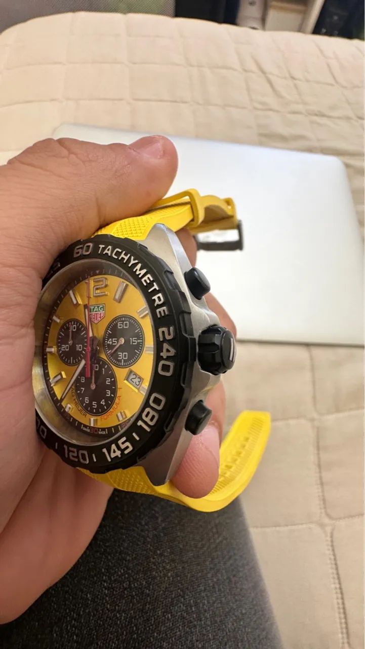 Relógio Tag Heuer Fórmula 1 Cronógrafo Amarelo - Foto 2