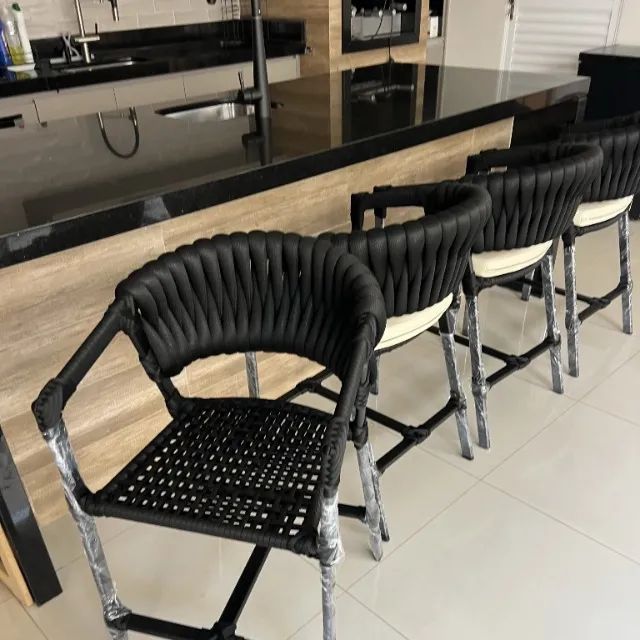 Banqueta em tricô náutico 