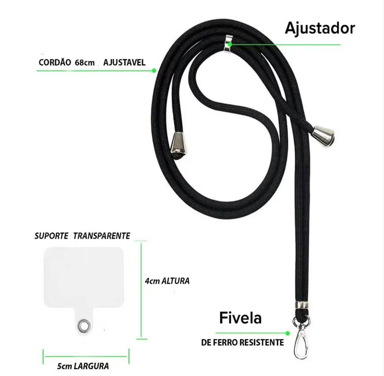Cordão Para Smartphone Universal Alça De Pescoço E Pulso - Foto 3