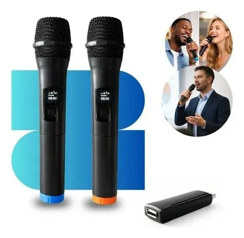 Microfone Duplo Sem Fio A Bateria - Entrega Grátis 
