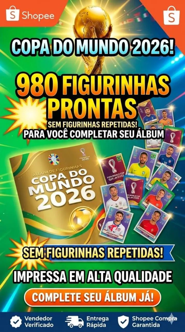 Figurinhas da copa 2026 - kit com todas as 980 figurinhas.