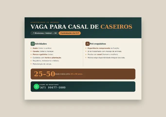 Vaga de casal caseiros