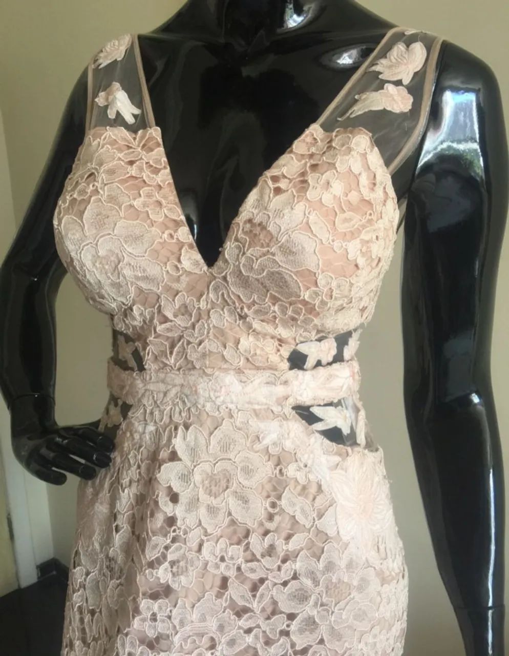 Vestido festa MIDI rosê 36/38 , marca caos , com renda e tule - Foto 2