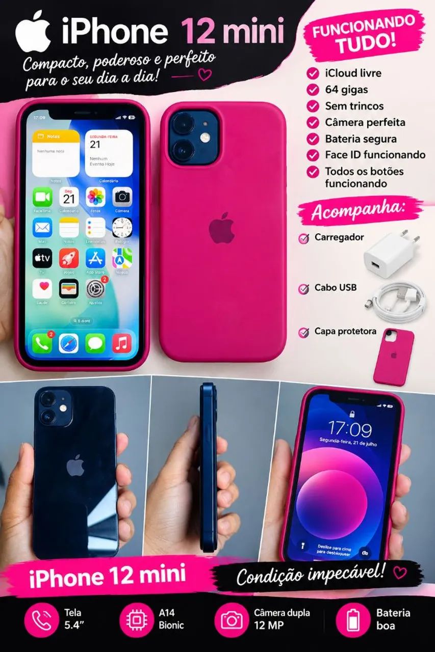 iPhone 12 mini funcionando perfeitamente entrego