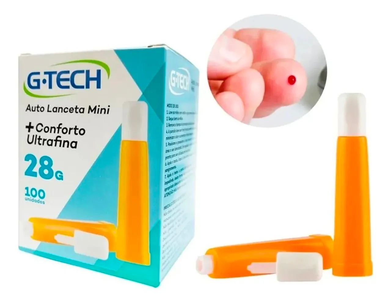 Auto Lanceta G-Tech Mini 28G - Caixa com 100 Unidades - Foto 3