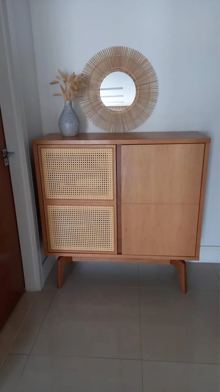 Buffet madeira com palhinha natural