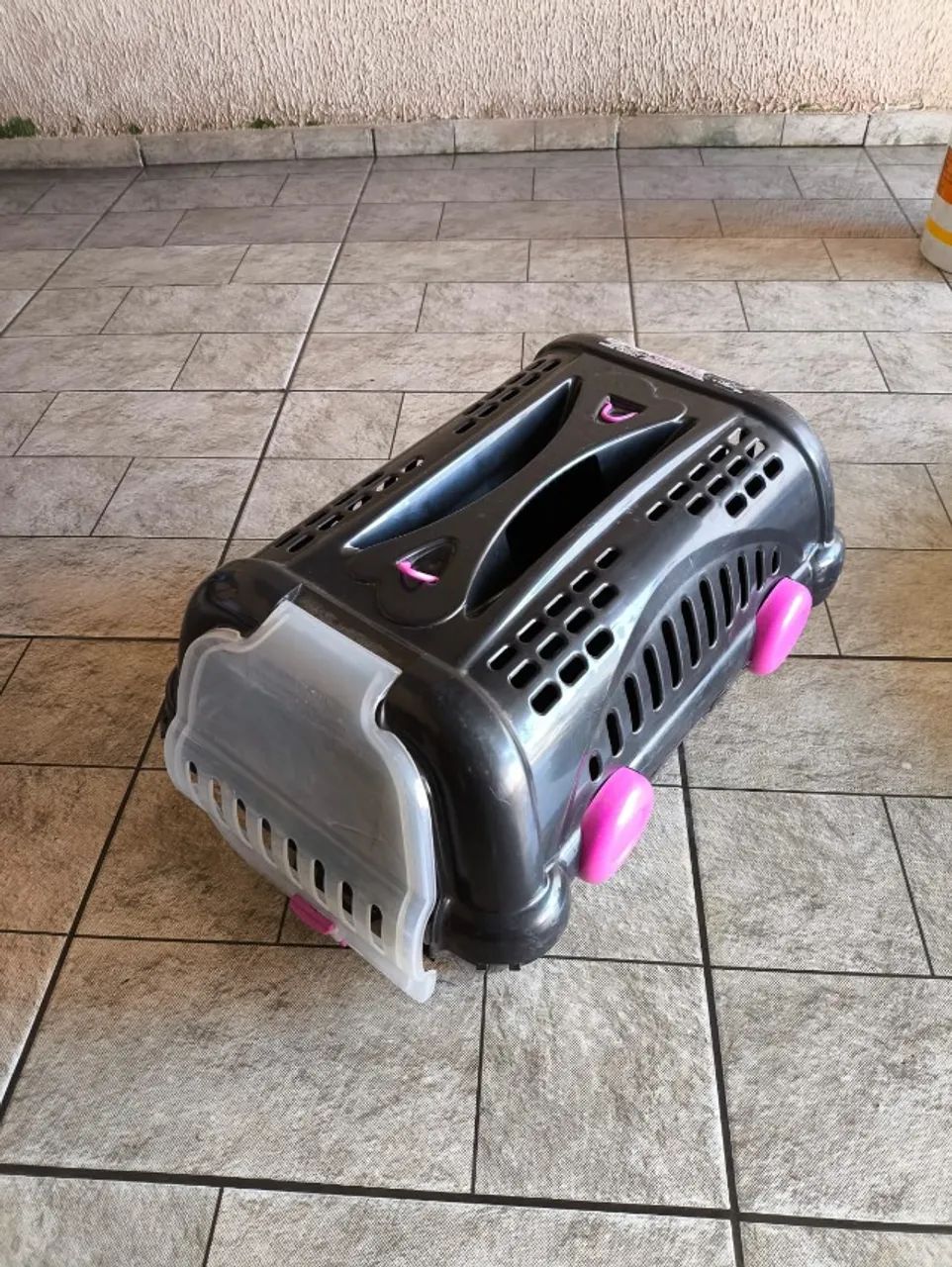 Caixa de Transporte Luxo Furacão Pet Preto e Rosa Nº3