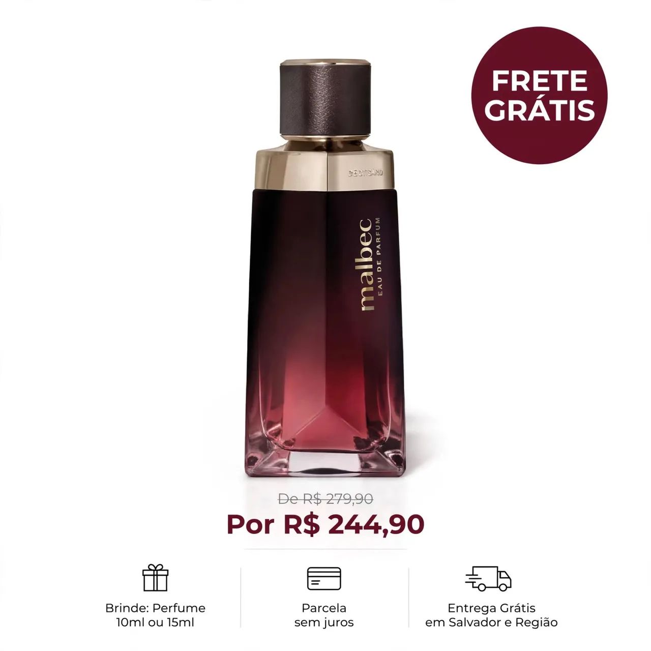 Malbec Eau de Parfum oBoticário + 1 perfume Piovezana - Guistor Cosméticos 